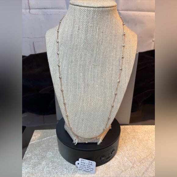 24” Multi Tone Gold Over 925 Italian Sterling Silver Moon Cut Necklace - Picture 1 of 16